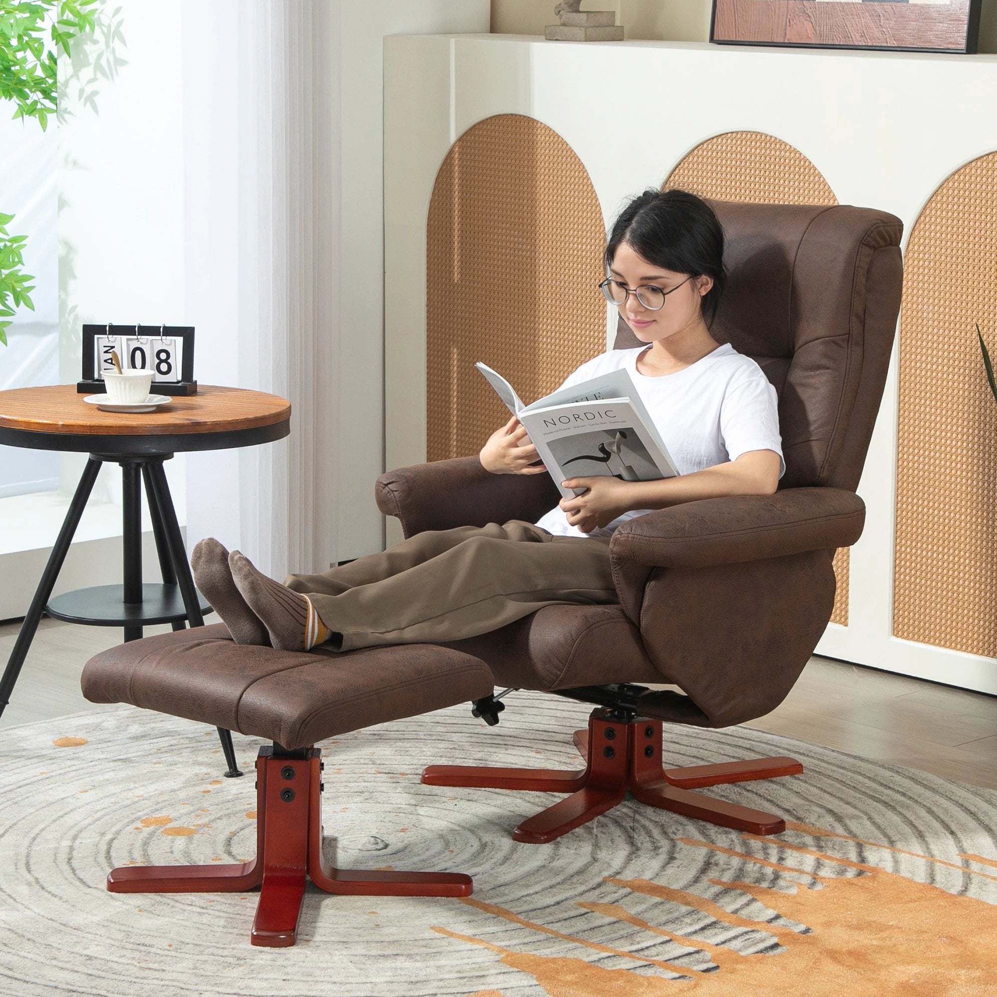 HOMCOM Recliner Chair with Footstool, Backrest Adjustable, Armchair by HOMCOM