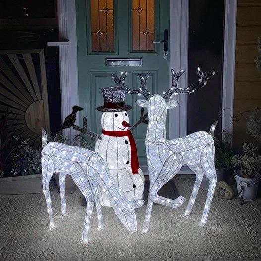 Monster Shop Light Up Reindeer Stag, Doe & Snowman Set -