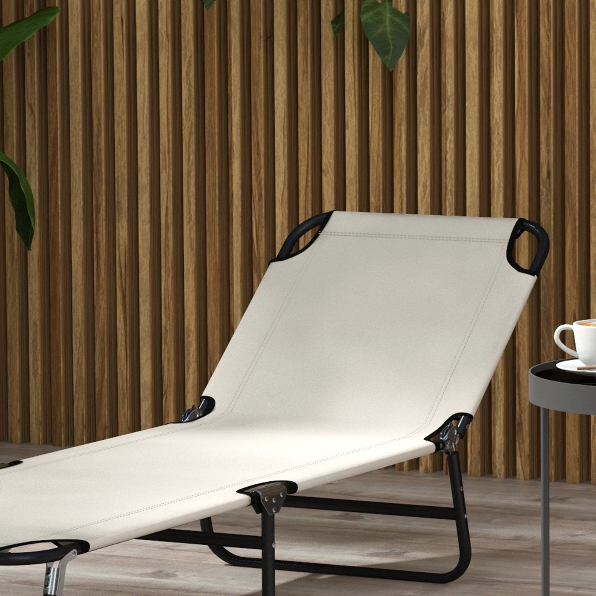 Outsunny Outsunny 2 Piece Reclining Chaise Lounge with 5-Level Adjustable Backrest - Sun Lounger