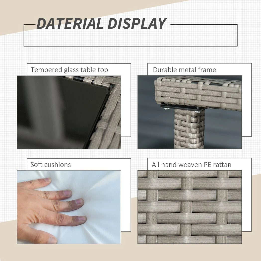 5 PCs Rattan Garden Furniture Wicker Weave Sofa Set Dining Table Chair Footrest by Outsunny