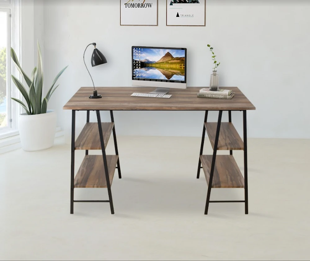 Tavolo Home Office Desk with Both Side Shelf- TAVOLO - Desks Desk