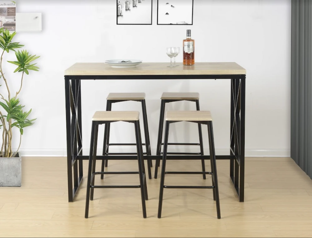 Tavolo 5 Piece Breakfast Bar Set Table in OAK - TAVOLO - Uncategorized Dining Set