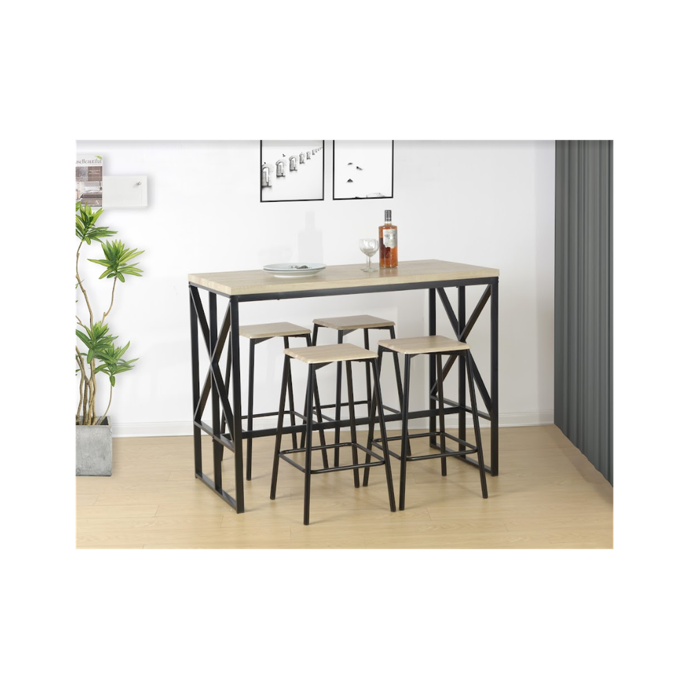 Tavolo 5 Piece Breakfast Bar Set Table in OAK - TAVOLO - Uncategorized Dining Set