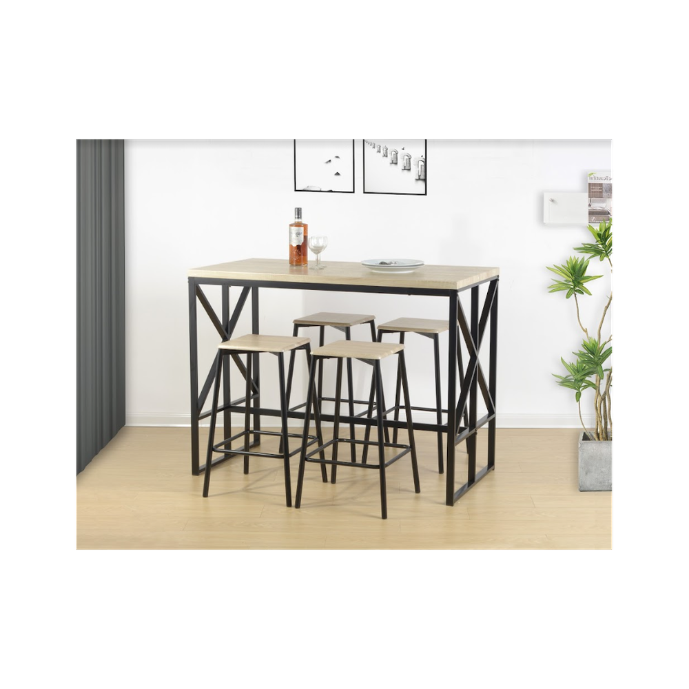 Tavolo 5 Piece Breakfast Bar Set Table in OAK - TAVOLO - Uncategorized Dining Set