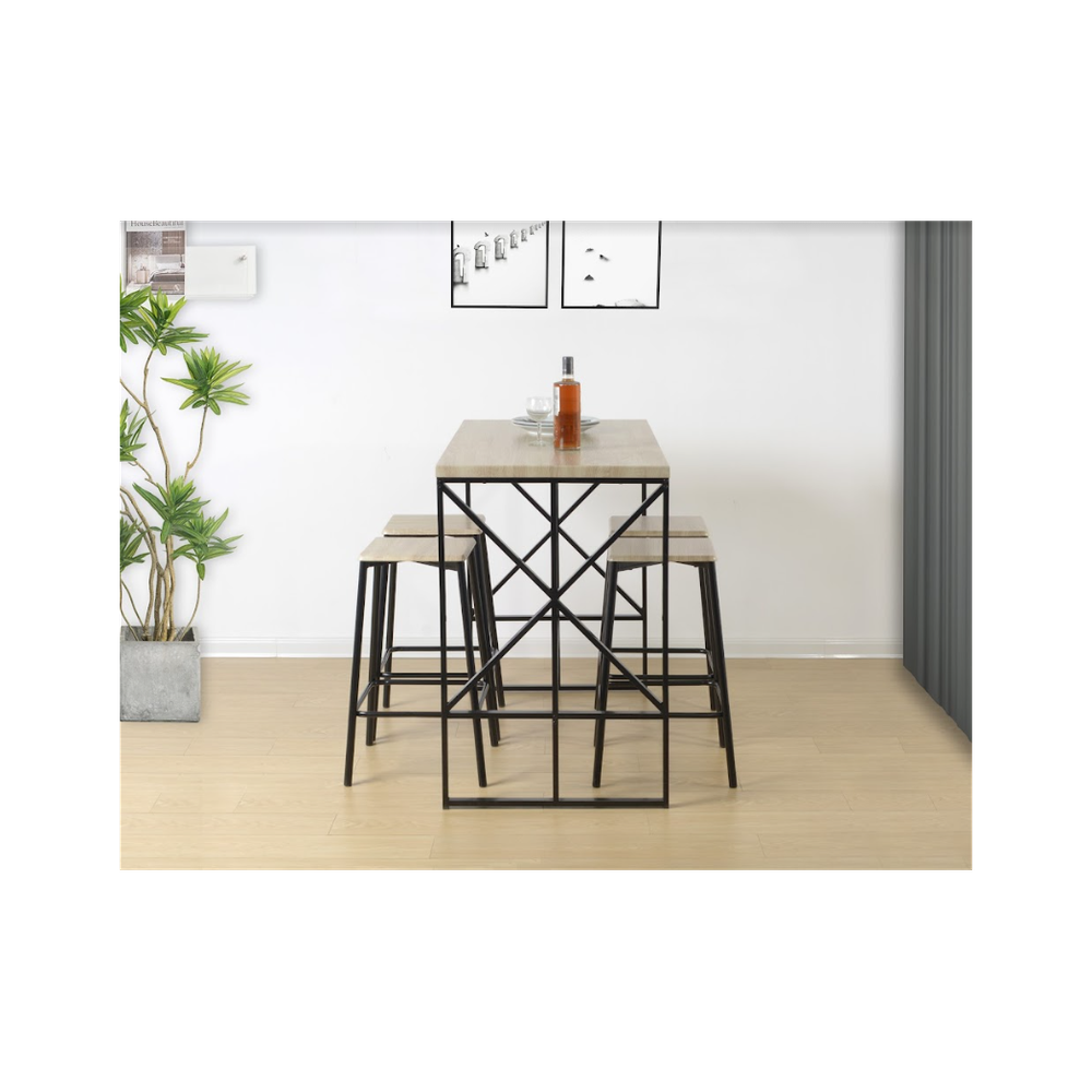 Tavolo 5 Piece Breakfast Bar Set Table in OAK - TAVOLO - Uncategorized Dining Set