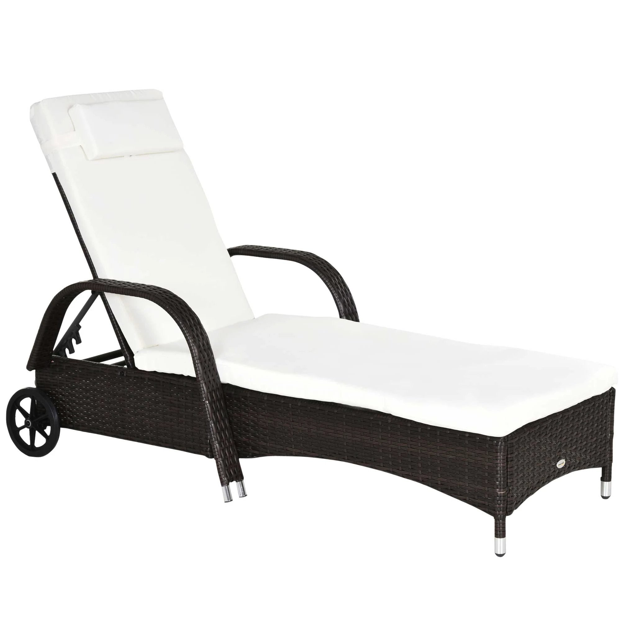 Adjustable Rattan Sun Lounger Outdoor Recliner w/ Cushion Garden Pool by Outsunny