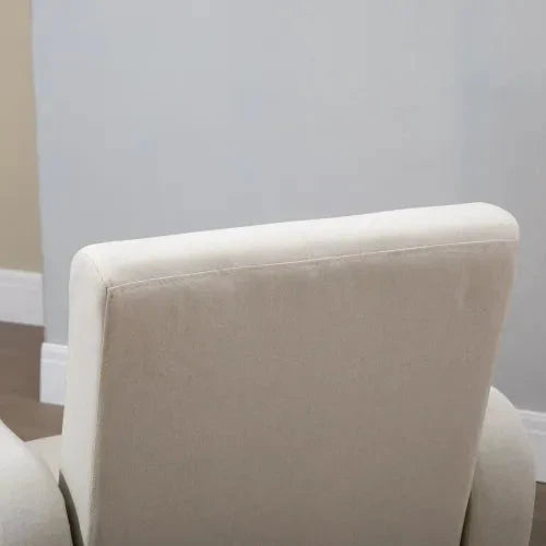 Nordic Armchair Linen-Touch Sofa Chair with Cushioned Pillow & Wood Legs Cream - Armchair