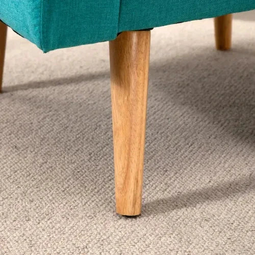 Nordic Armchair Linen-Touch Sofa Chair with Cushioned Pillow & Wood Legs Teal