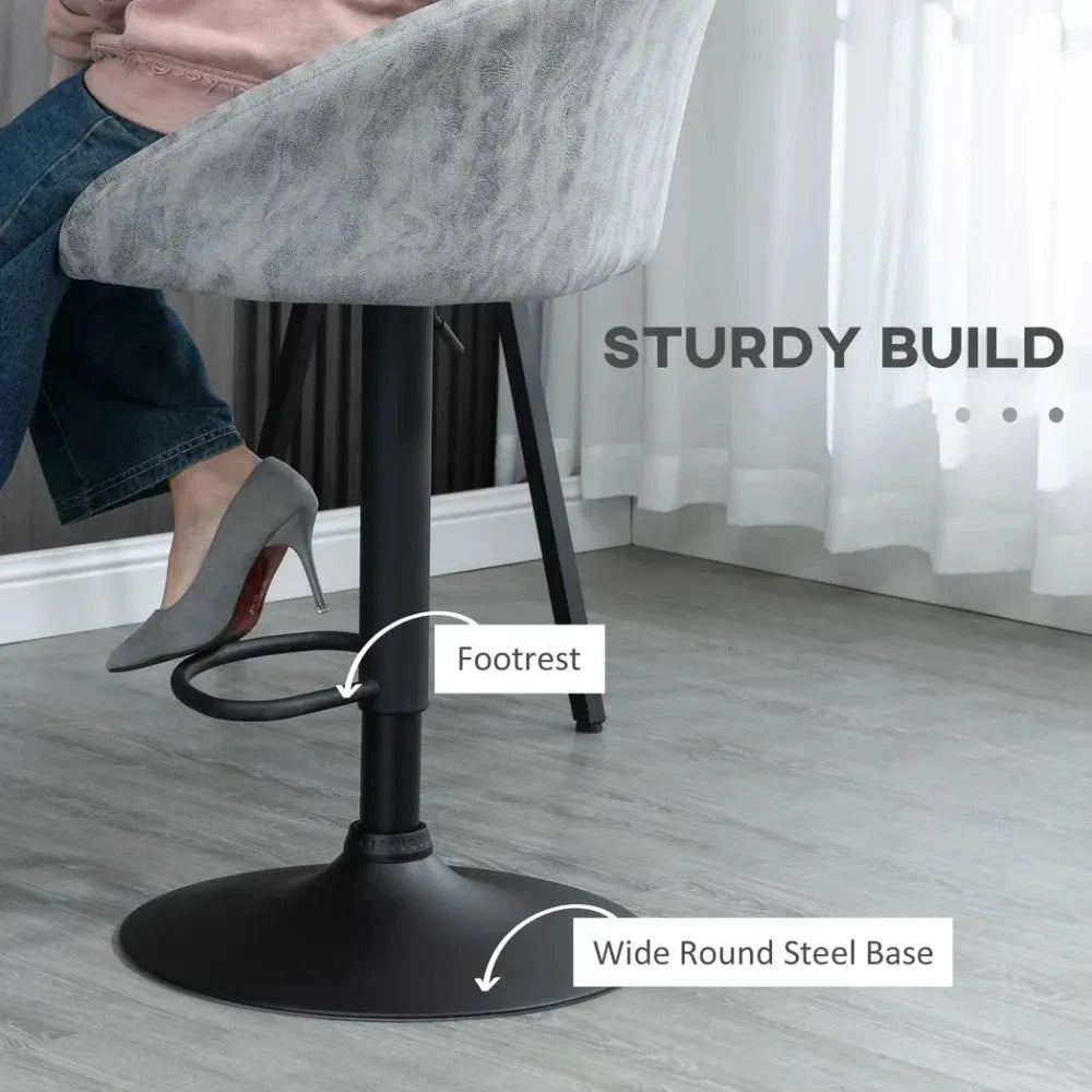 Adjustable Swivel Bar Stools Set of 2 Bar Chairs with Footrest, Light Grey by Unbranded