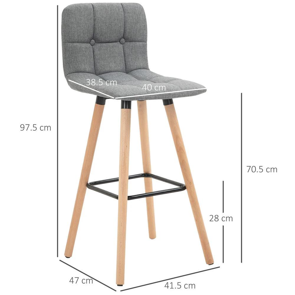 Bar stool Set of 2 Armless Button-Tufted Counter Height Bar Chairs Grey by Unbranded