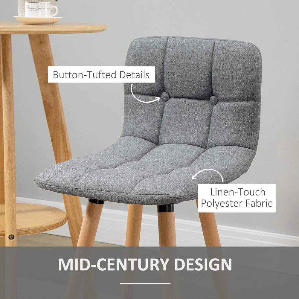 Bar stool Set of 2 Armless Button-Tufted Counter Height Bar Chairs Grey by Unbranded