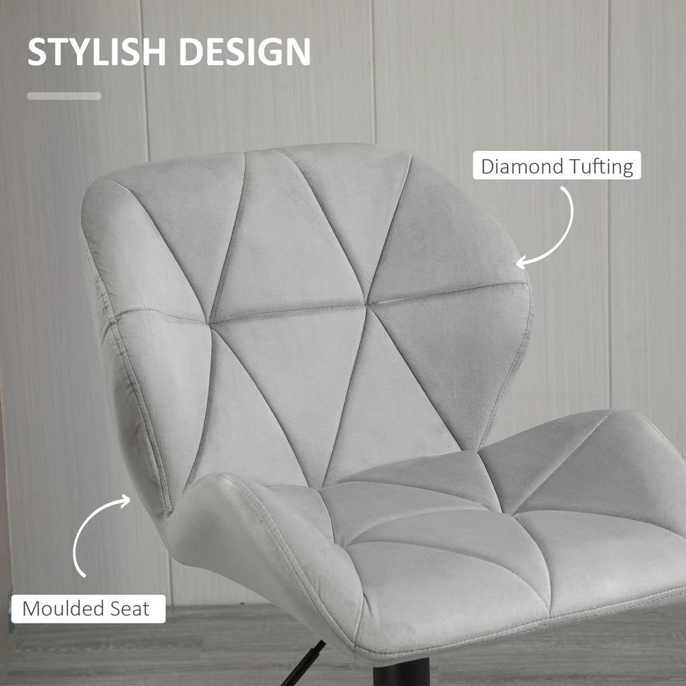 Bar Stool Set of 2 Fabric Adjustable Height Counter Chairs Light Grey by Unbranded