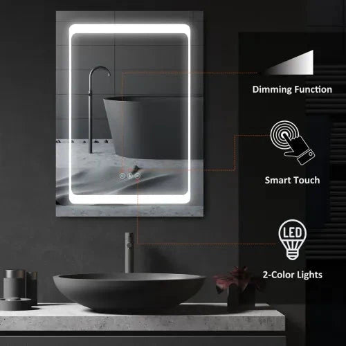 Bathroom LED Lighted Mirror Cabinet Wall-mount with Storage Shelves Touch Switch