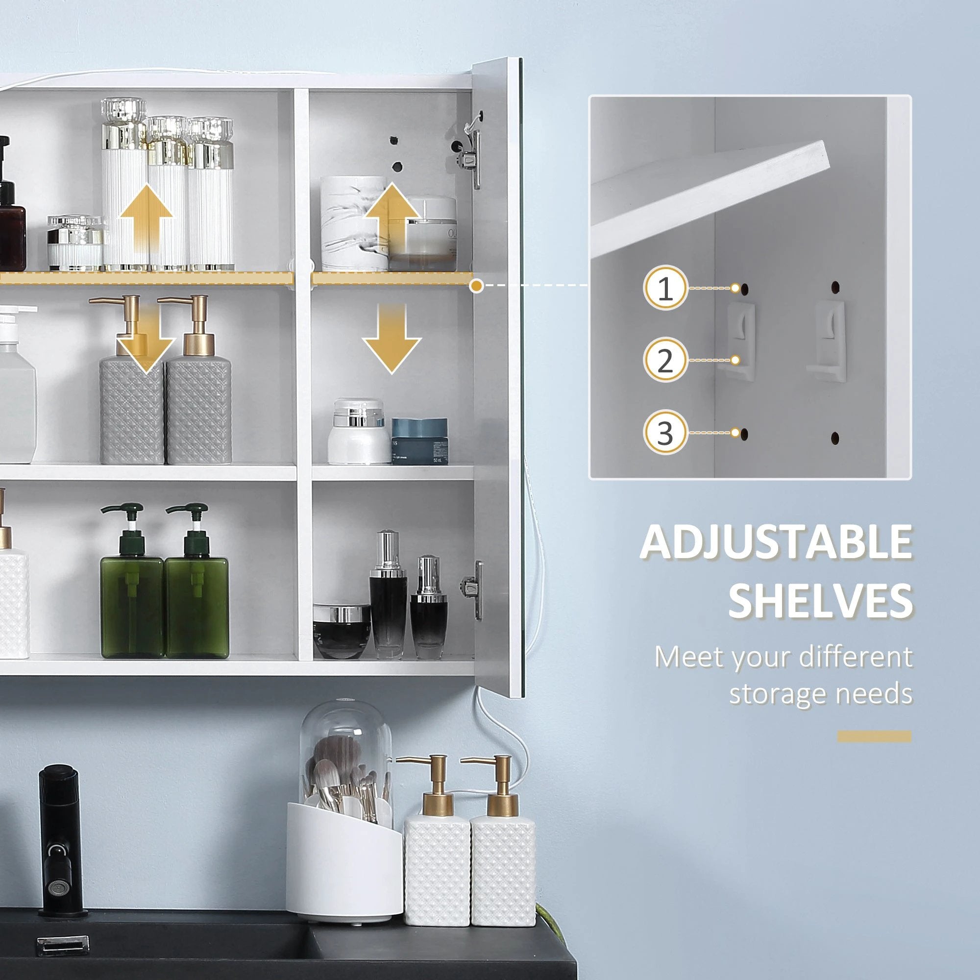 kleankin LED Illuminated Mirror Cabinet Lights, Touch Switch, for Bathroom by Unbranded