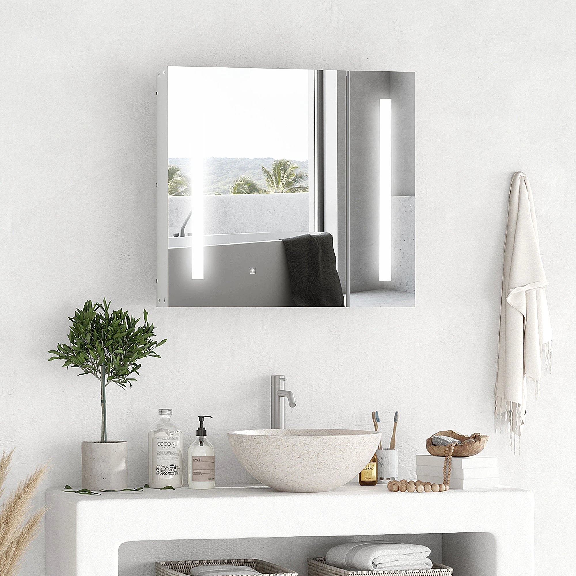 Unbranded kleankin LED Illuminated Mirror Cabinet Lights, Touch Switch, for Bathroom - Bathroom Lights