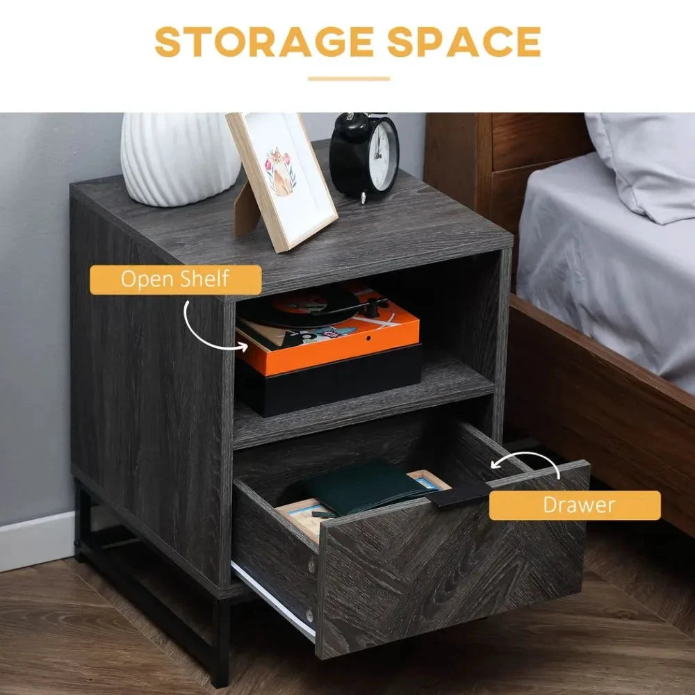 Nightstand, Bedside Table with Drawer and Shelf End Table Living Room, Bedroom by Unbranded