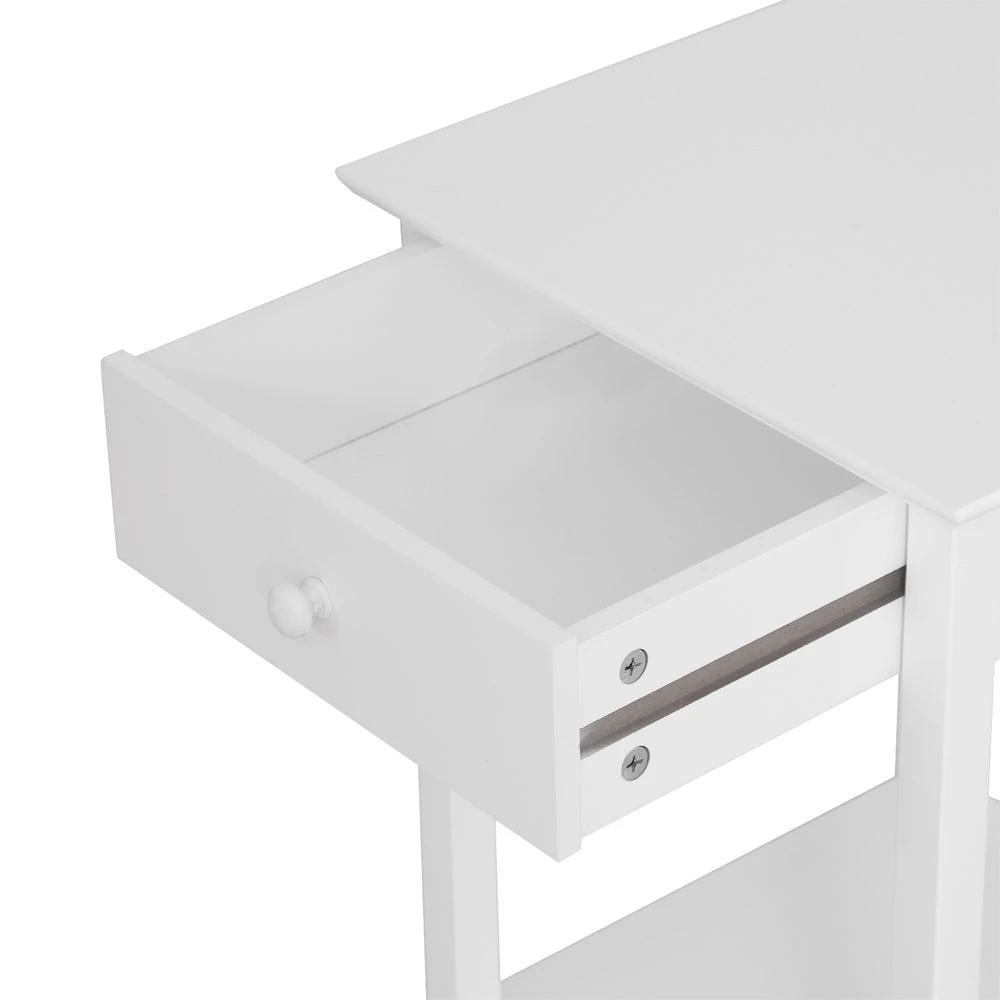 Unbranded Wooden Bedside Table Cabinet W/ Drawer Shelf Storage End Side White - Nightstands Bedside Table