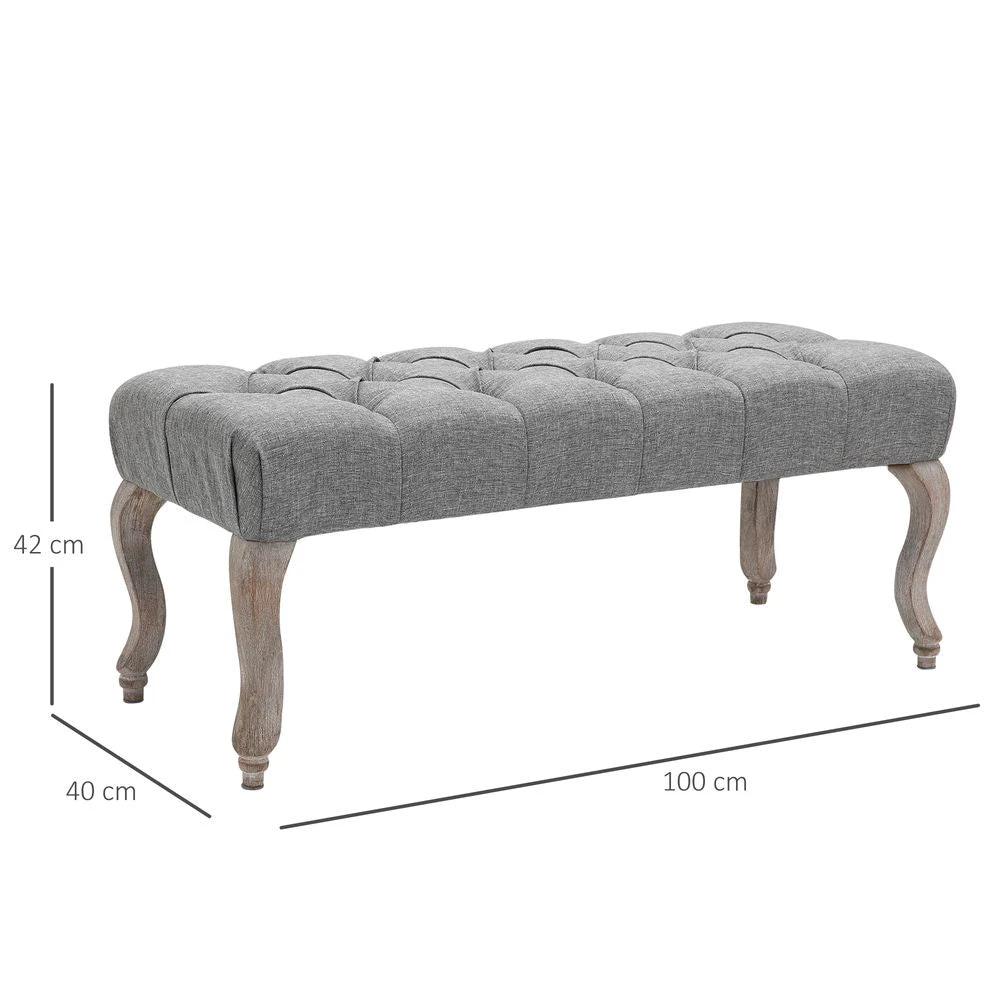 Tufted Upholstered Accent Bench Window Seat Ottoman Bed End Stool - Bench