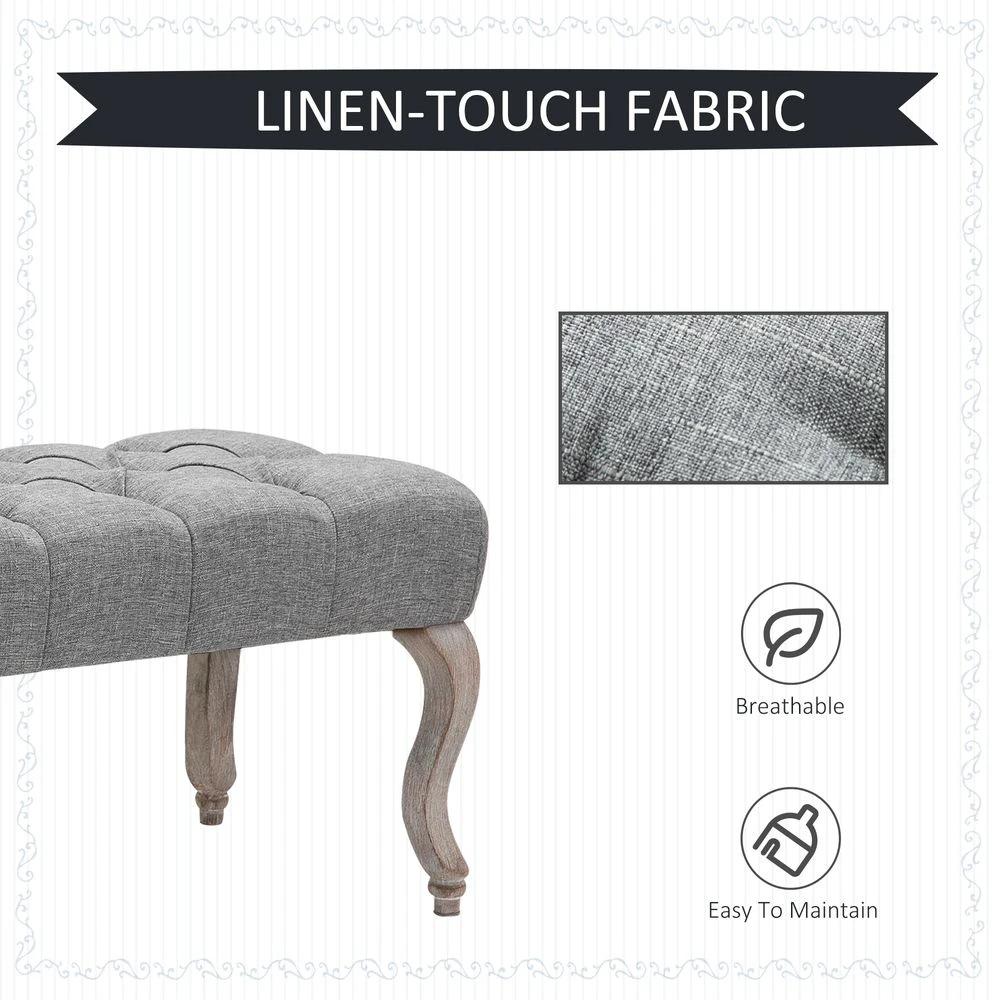 Tufted Upholstered Accent Bench Window Seat Ottoman Bed End Stool - Bench