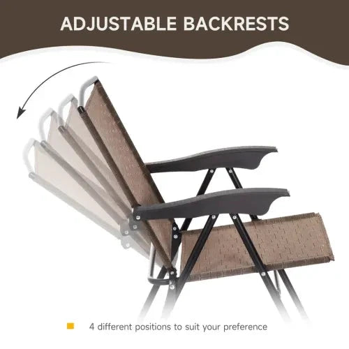 3 PCS Patio Furniture Bistro Set with Folding Chairs Tempered Glass Table Brown by Unbranded
