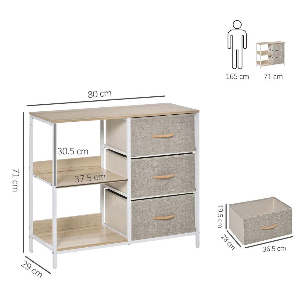 Unbranded Chest Dresser with 3 Drawers Storage Cabinet Organizer, Beige - Chest of Drawers