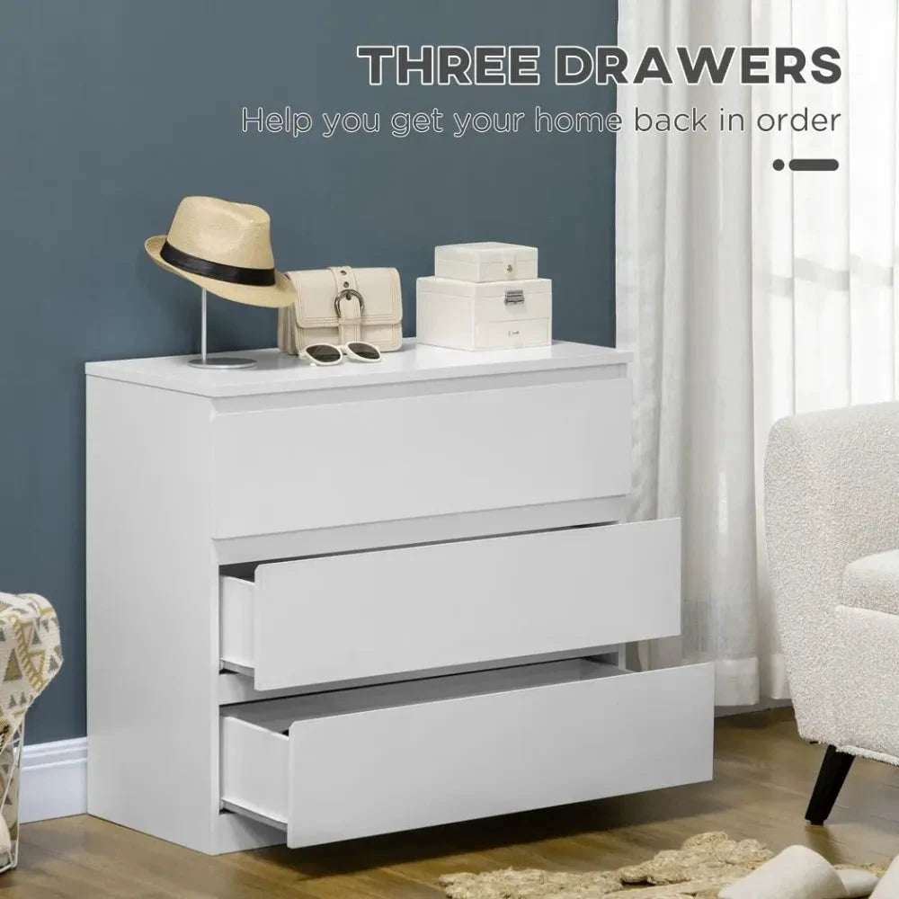 Unbranded Chest of Drawers 3-Drawer Dresser Storage Organiser for Bedroom, White - Uncategorized Chest of Drawers