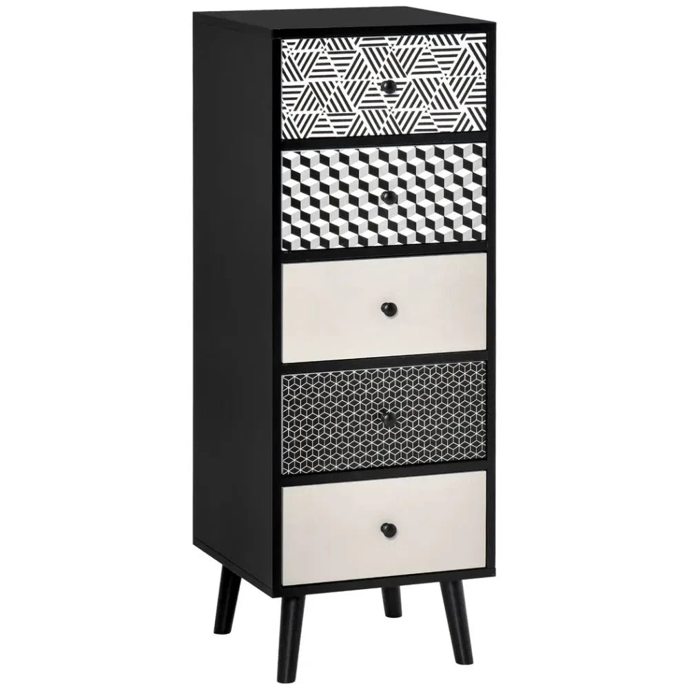 Chest of Drawers, 5 Drawer Dresser, Wooden Storage Cabinet Bedroom, Living Room by Unbranded