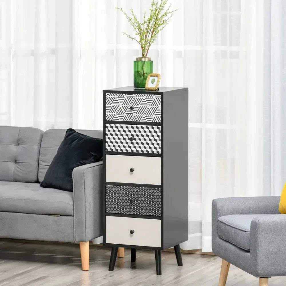 Chest of Drawers, 5 Drawer Dresser, Wooden Storage Cabinet Bedroom, Living Room by Unbranded