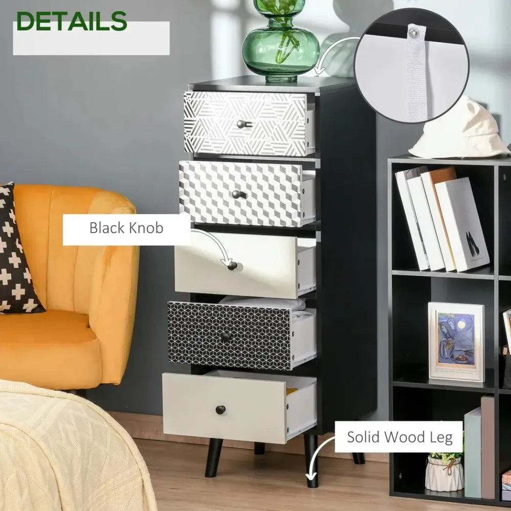 Chest of Drawers, 5 Drawer Dresser, Wooden Storage Cabinet Bedroom, Living Room by Unbranded