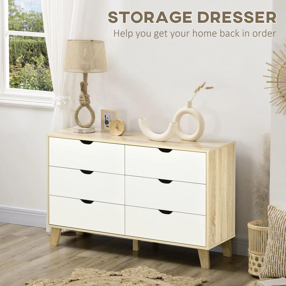 Unbranded Chest of Drawers, 6 Drawer Unit Storage Chest Bedroom White and Brown - Uncategorized Chest of Drawers
