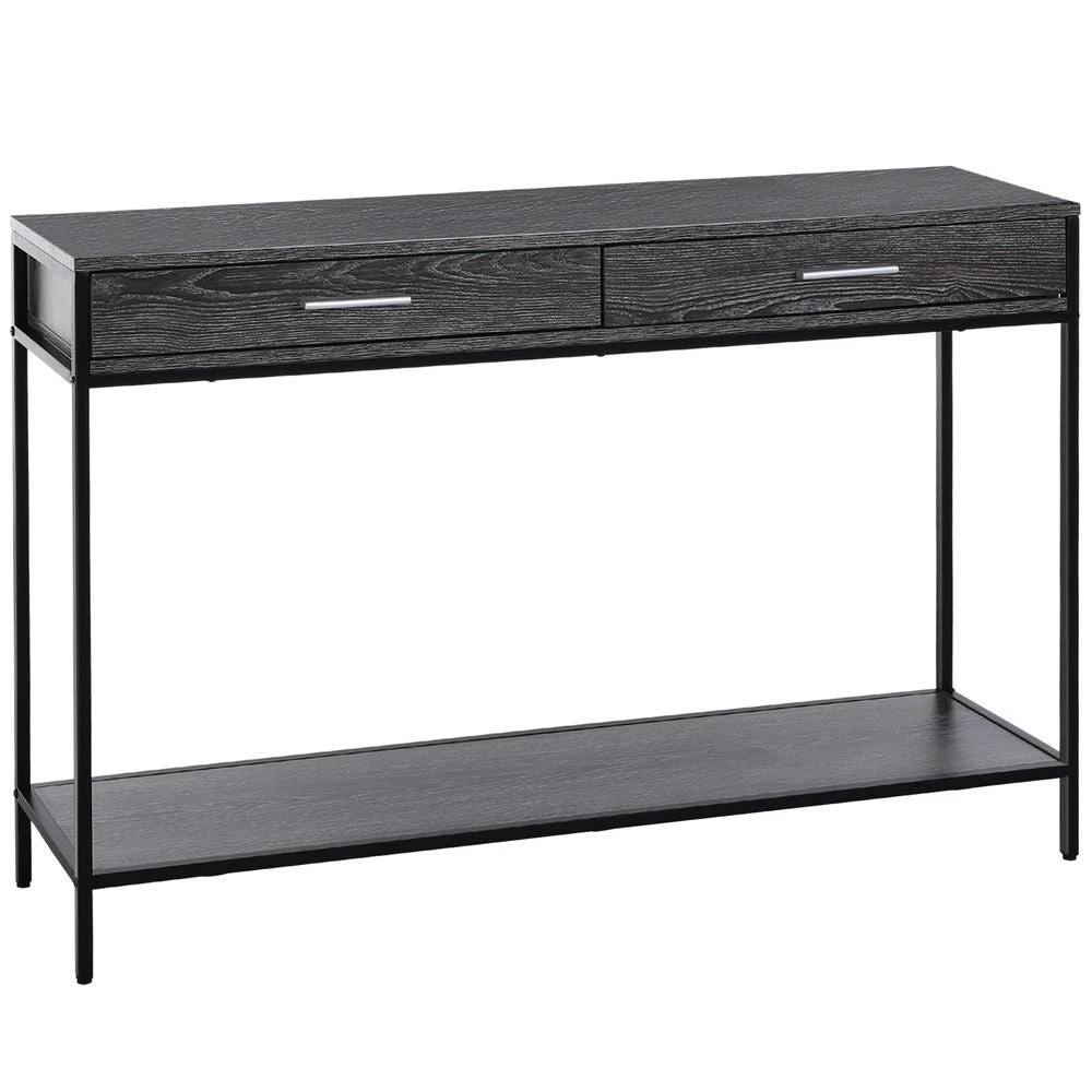 Console Table Worktop Bottom Shelf 2 Drawer Industrial Minimal Grey