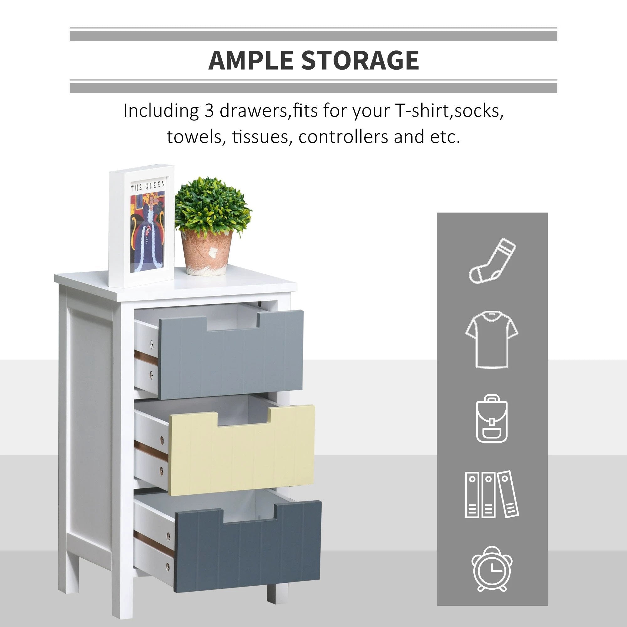 Unbranded 3 Drawer Colourful Storage Cabinet Tower Dresser Chest Organiser Home -