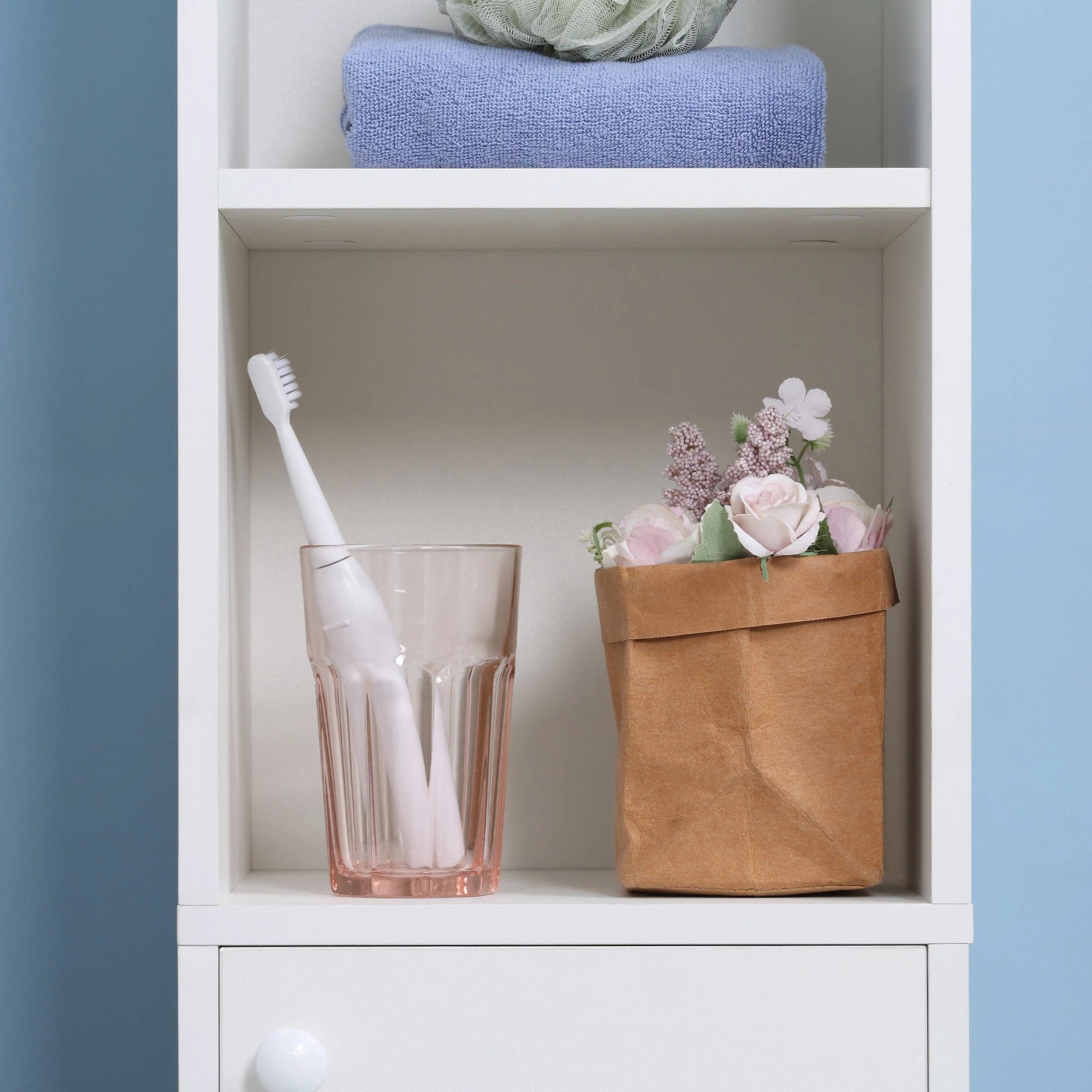 Unbranded kleankin Tall Bathroom Storage Cabinet Narrow Freestanding Cabinet with Mirror -