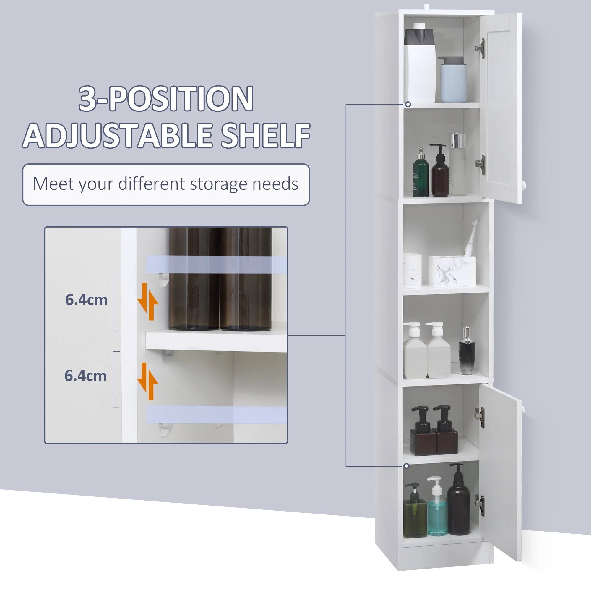 kleankin Tall Bathroom Storage Cabinet Narrow Freestanding Cabinet with Mirror by Unbranded