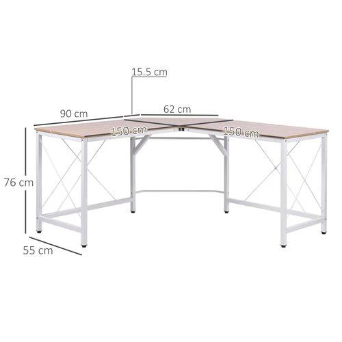 Corner L-Shape Desk Home Office Gaming Computer PC Workstation Oak