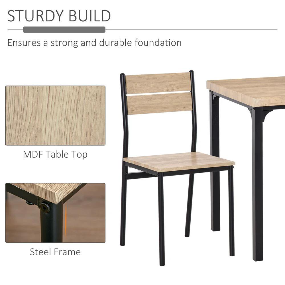 3 Pcs Compact Dining Table 2 Chairs Set Wooden Metal Legs Kitchen by Unbranded