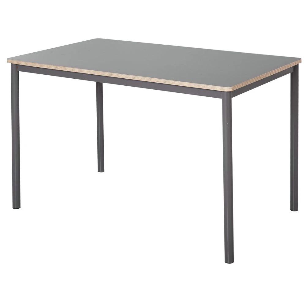 120cm Minimalistic Dining Table Steel Frame Foot Pads Simple Style Grey - Dining Table