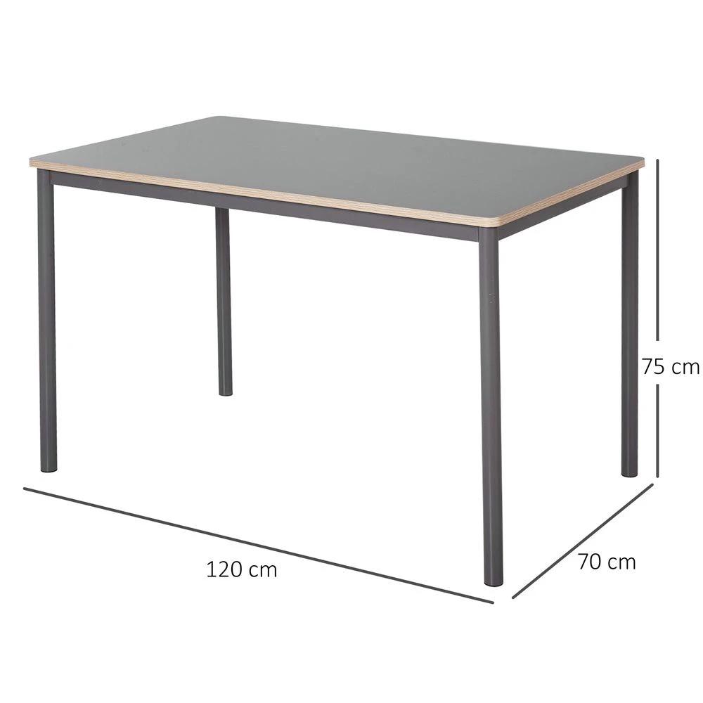 120cm Minimalistic Dining Table Steel Frame Foot Pads Simple Style Grey - Dining Table
