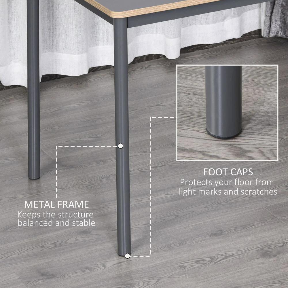 120cm Minimalistic Dining Table Steel Frame Foot Pads Simple Style Grey - Dining Table