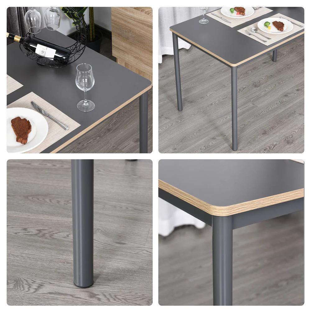 120cm Minimalistic Dining Table Steel Frame Foot Pads Simple Style Grey - Dining Table