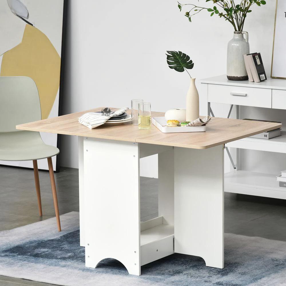 Unbranded Drop-Leaf Dining Table Folding Desk Bar Table with Storage Shelf - Uncategorized Dining Table