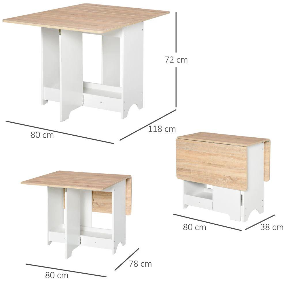 Unbranded Drop-Leaf Dining Table Folding Desk Bar Table with Storage Shelf - Uncategorized Dining Table
