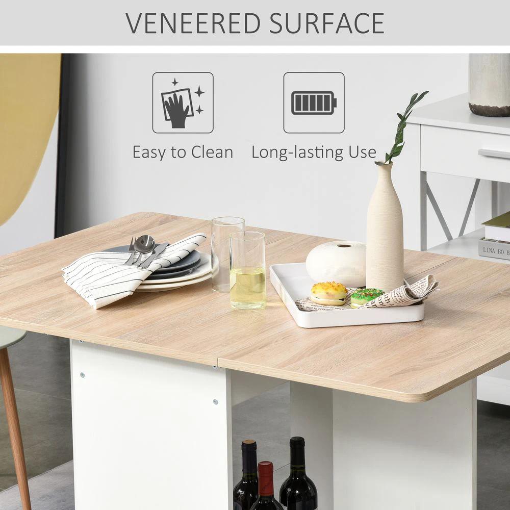 Unbranded Drop-Leaf Dining Table Folding Desk Bar Table with Storage Shelf - Uncategorized Dining Table