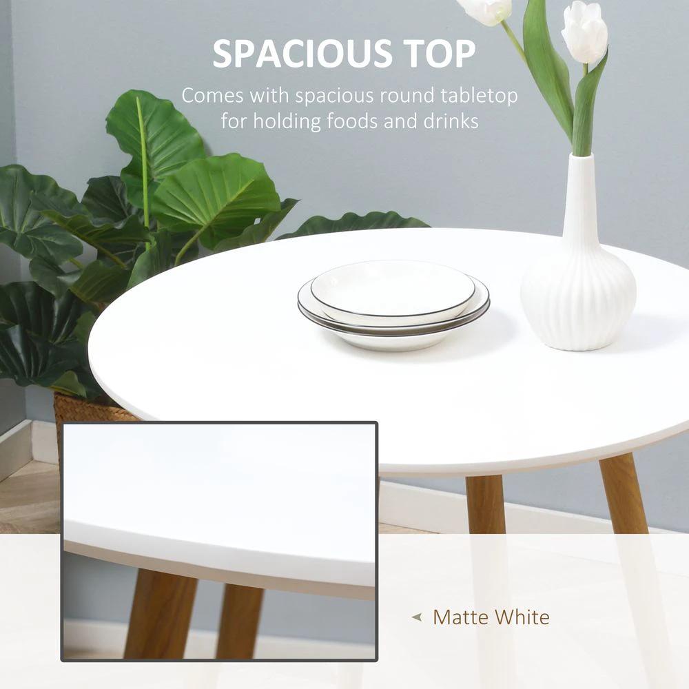 Round Dining Table Matte Top Metal legs, Kitchen Table for 2 People