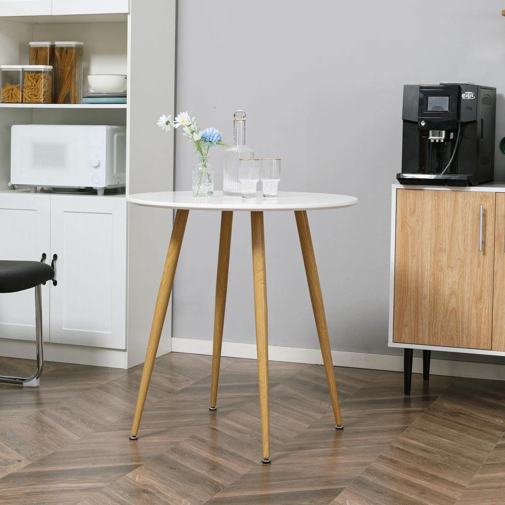 Round Dining Table Matte Top Metal legs, Kitchen Table for 2 People - Dining Table