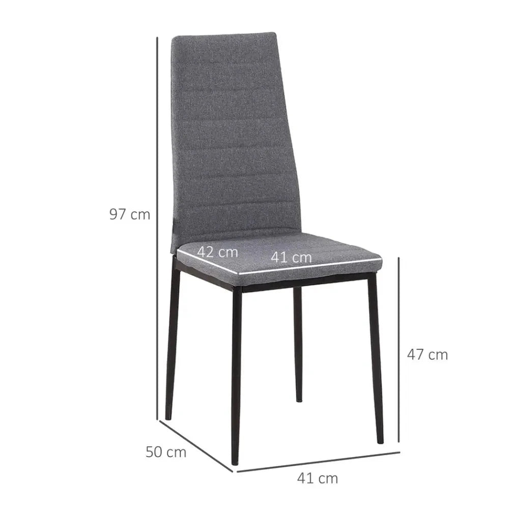 High Back Dining Chairs Upholstered Linen-Touch Fabric Accent Chairs Set of 4