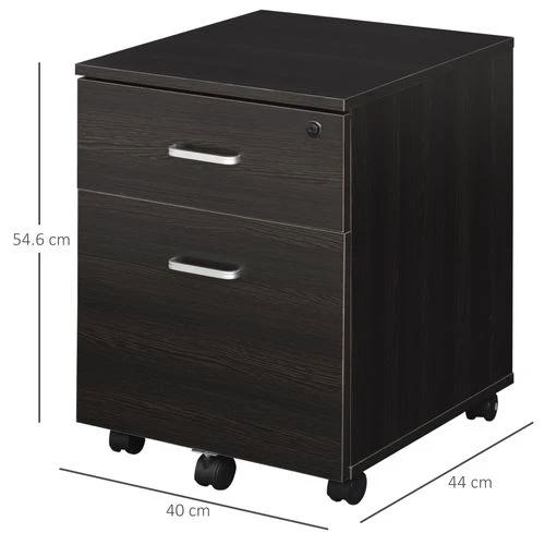 Unbranded 2-Drawer Locking Office Filing Cabinet 5 Wheels Rolling Storage Brown Vinsetto - Filing Cabinet