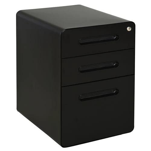 Unbranded 3 Draw Modern Steel Filing Cabinet w/ 4 Wheels Lock Pencil Box Black Vinsetto - Filing Cabinet