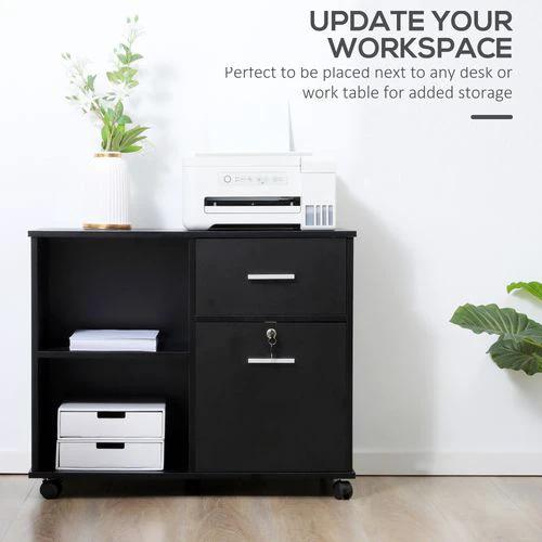 Filing Cabinet Mobile Printer Stand Drawer for A4 Size Files, Black Vinsetto by Unbranded