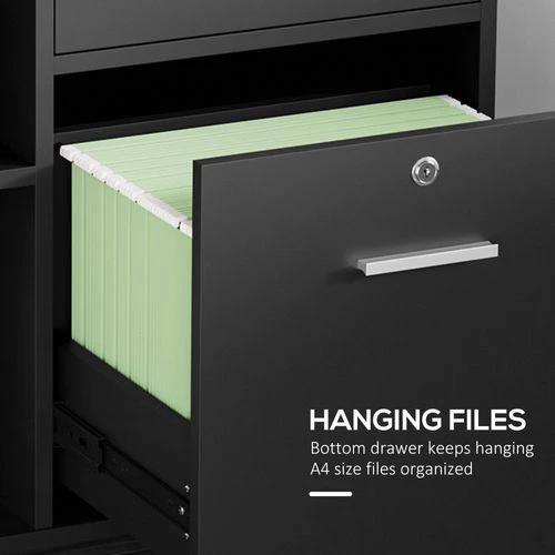 Filing Cabinet Mobile Printer Stand Drawer for A4 Size Files, Black Vinsetto by Unbranded